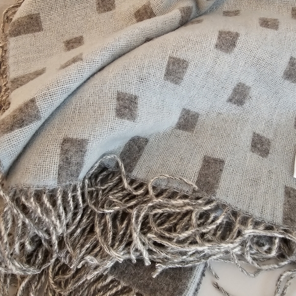 Fibre By Auskin Merino Wool Throw Blanket Gray Seamist - Picture 3 of 16